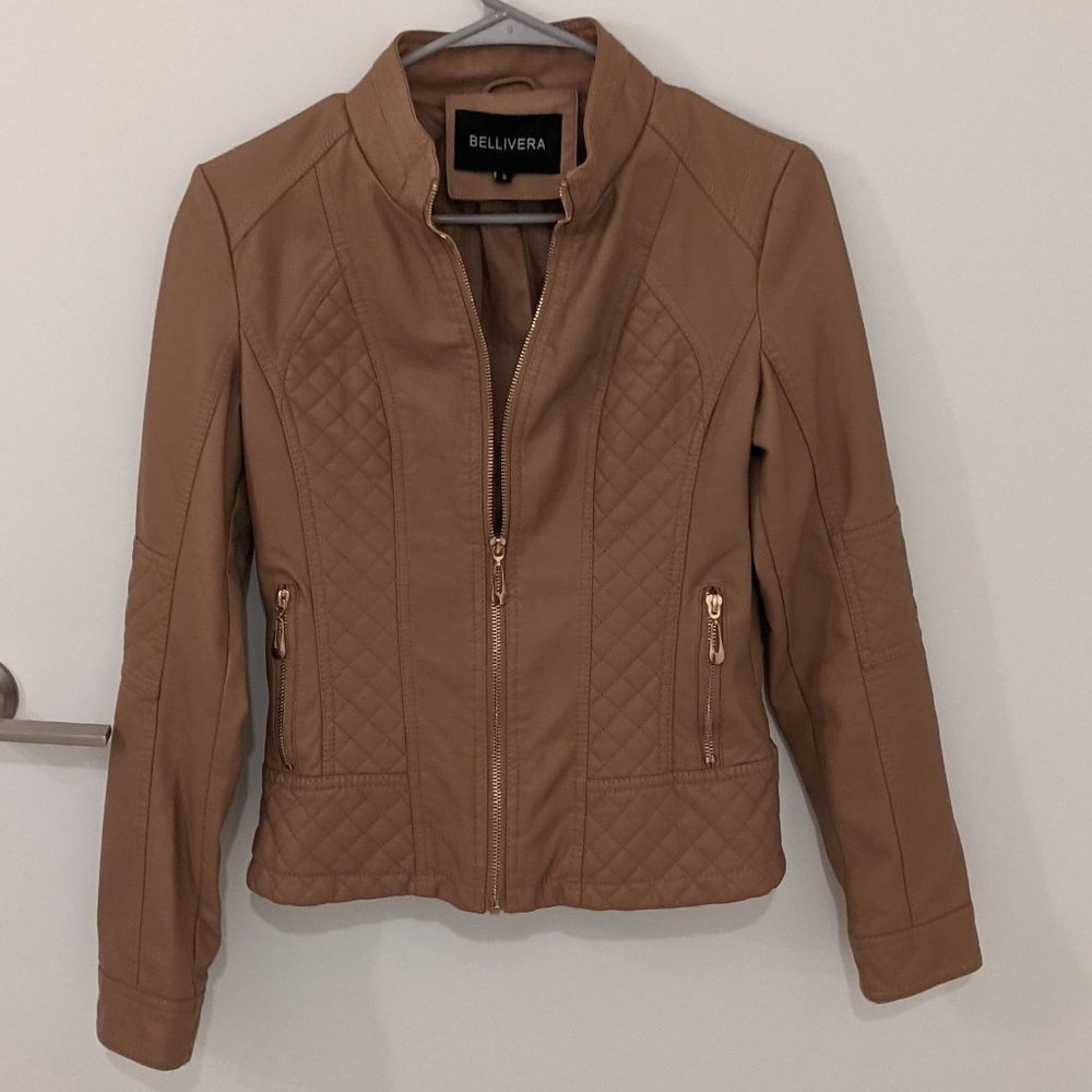 Taupe Faux Leather Jacket